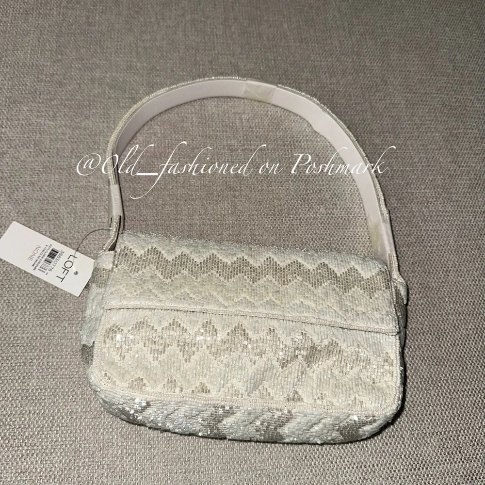 Price Firm - LOFT Chevron Beaded Shoulder Bag